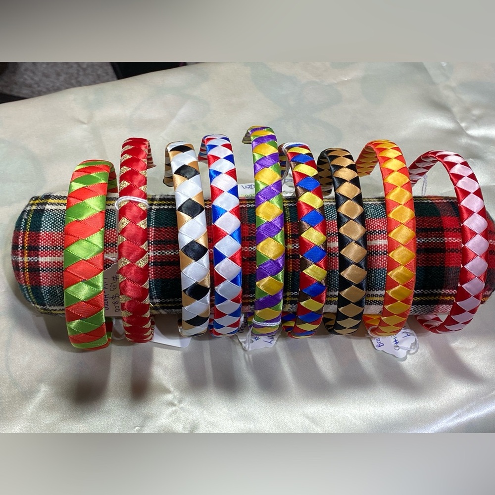 Satin ribbon braided hair bands